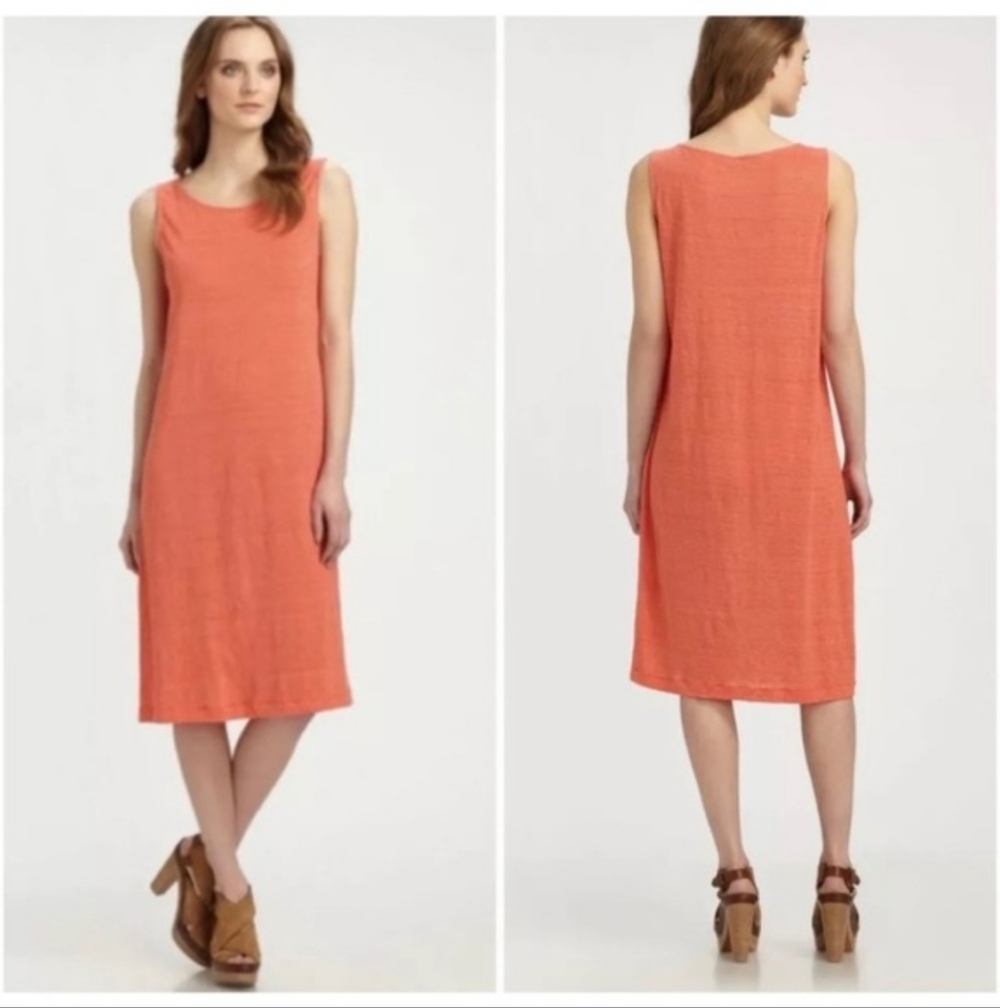 Eileen Fisher Linen Jersey Shift Dress Size Large - Picture 8 of 8